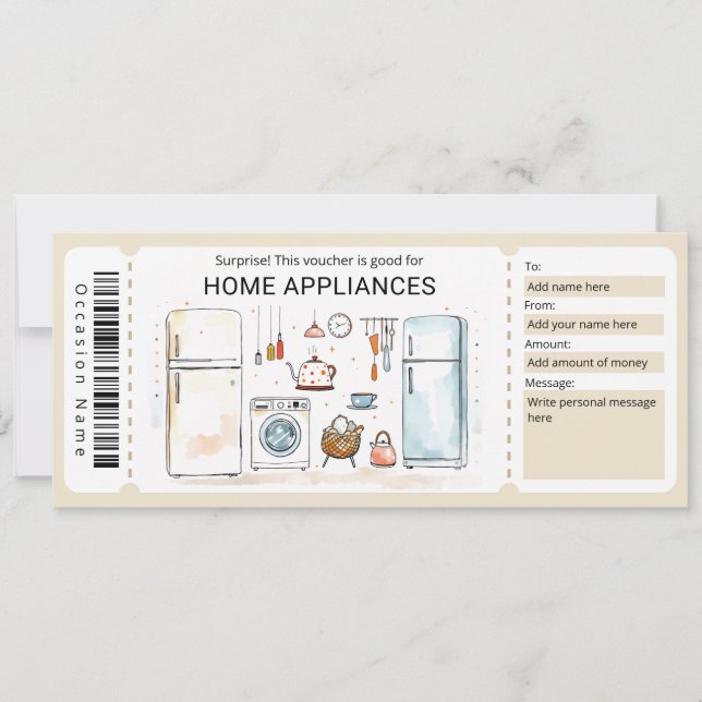 Invitation Surprise Home Appliances Gift Certificate  (Devant)