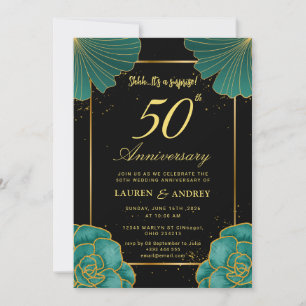 Invitation Surprise Noir & Or 50e Anniversaire de Mariage