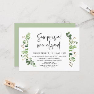 Invitation Surprise, nous avons fui, Parti Mariage Elopement