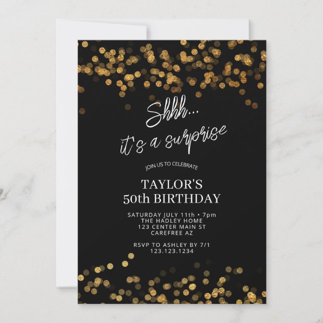 Invitation Surprise Or Noir 50e Anniversaire (Devant)