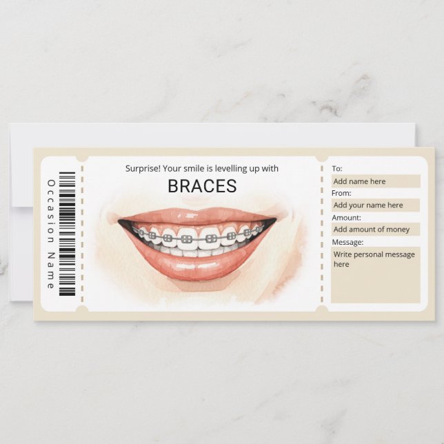 Invitation Surprise Orthodontic Braces Gift Certificate (Devant)