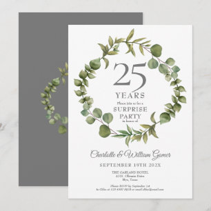 Invitation Surprise Party 25e anniversaire Woodland Green