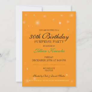 Invitation Surprise Party 30e Orbes de Citrine Orange