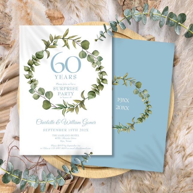 Invitation Surprise Party 60e anniversaire de Mariage Garland (Surprise Party 60th Wedding Anniversary Garland Invitation)