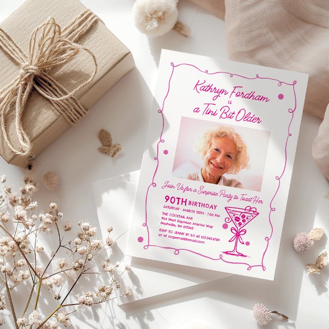 Invitation SURPRISE PARTY 90e anniversaire Martini photo (Créateur téléchargé)