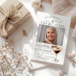 Invitation SURPRISE PARTY A Tini Bit Ancien Martini 50e<br><div class="desc">La photo du célébrant de l'anniversaire occupe le devant de la scène dans cette invitation à la fête d'anniversaire à martini tendance. Le design élégant et chic comprend un expresso martini. Un joli arc ajoute une touche féminine. Tout le texte est modifiable.</div>
