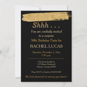 Invitation Surprise Party Black Gold Parties scintillant Styl