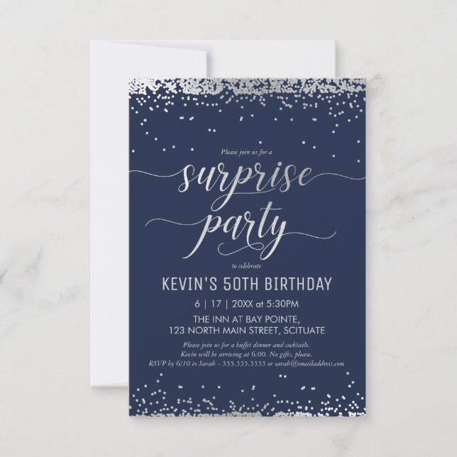 Invitation Surprise Party - Élégant Invitation Arg (Devant)