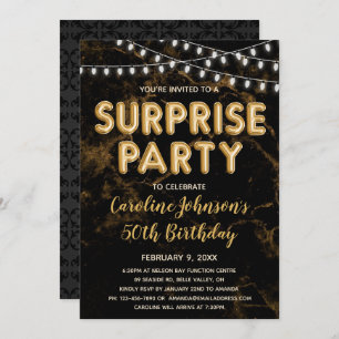 Invitation Surprise Party Gold Balloon Anniversaire Invitatio