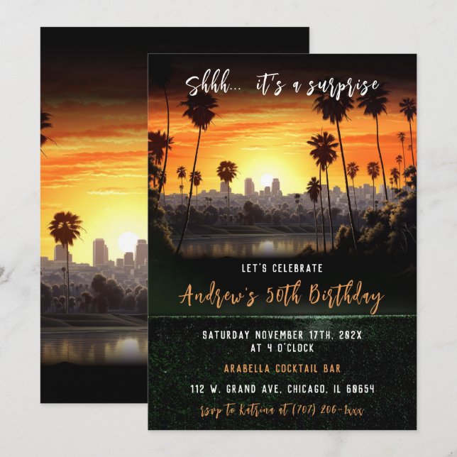 Invitation Surprise personnalisée 50e anniversaire pour homme (Devant / Derrière)