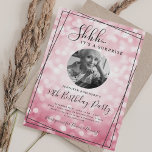 Invitation SURPRISE Photo 50th Birthday Hot Pink Bokeh<br><div class="desc">An elegant "50th Birthday" party invitation design with personalized photo,  modern typography and a bokeh lights background.</div>