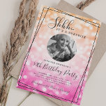 Invitation SURPRISE Photo 50th Birthday Ombre Pink Bokeh<br><div class="desc">An elegant "50th Birthday" party invitation design with personalized photo,  modern typography and a bokeh lights background.</div>