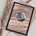 Invitation SURPRISE Photo 50th Birthday Rose Gold Glam<br><div class="desc">An elegant "50th Birthday" party invitation design with personalized photo,  modern typography and a sparkling fabric background.</div>
