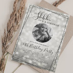 Invitation SURPRISE Photo 50th Birthday Silver Sparkle Bokeh<br><div class="desc">An elegant "50th Birthday" party invitation design with personalized photo,  modern typography and a bokeh lights background.</div>