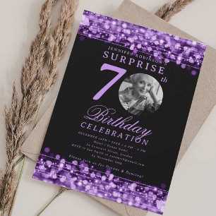 Invitation SURPRISE Photo 70e anniversaire Lumières violettes