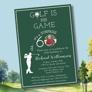 Invitation *SURPRISE Photo de golf élégant pour homme 60e ann