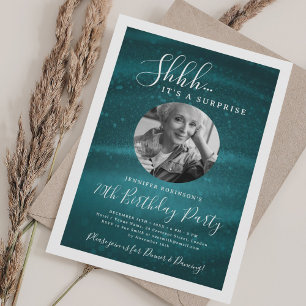 Invitation SURPRISE Photo Fête d'anniversaire 70 ans Turquois