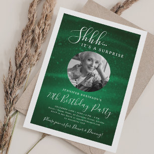 Invitation SURPRISE Photo Fête d'anniversaire 70 ans Vert Gla