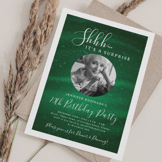 Invitation SURPRISE Photo Fête d'anniversaire 70 ans Vert Gla