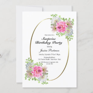Invitation Surprise Pink Floral fête d'anniversaire