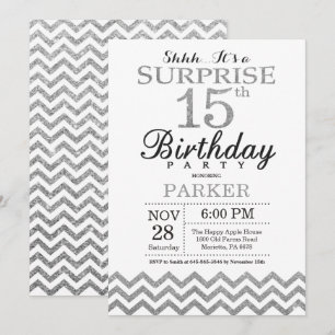Invitation surprise pour 15 ans avec paillettes ar