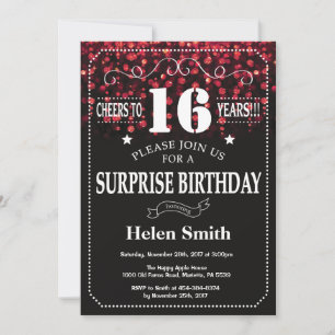 Invitation surprise pour 16 ans avec paillettes ro