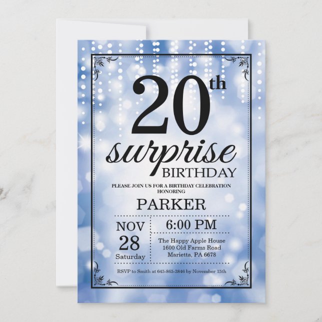 Invitation surprise pour 20e anniversaire avec pai (Devant)