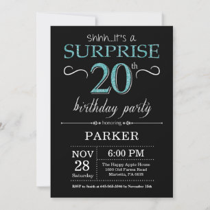Invitation surprise pour 20e anniversaire noir et