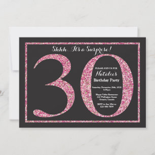 Invitation surprise pour 30 ans avec paillettes ro