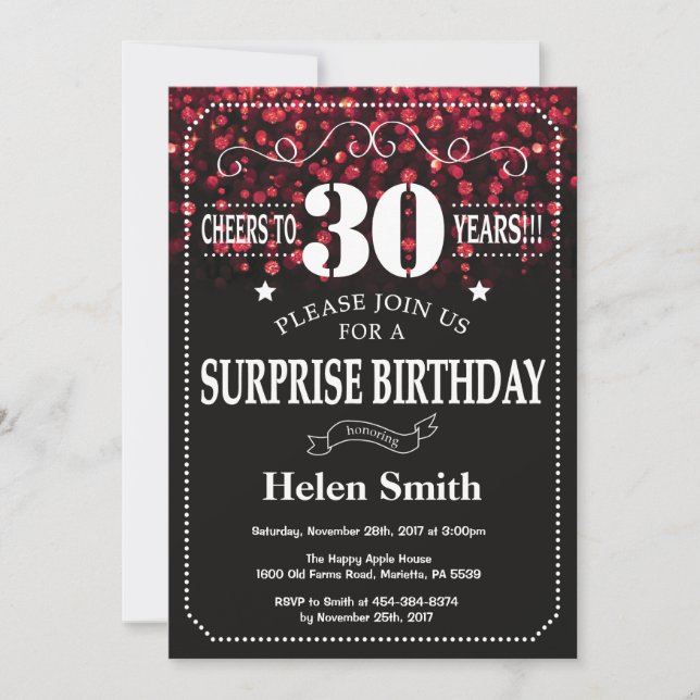 Invitation surprise pour 30e anniversaire avec pai (Devant)