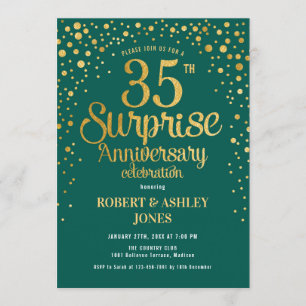 Invitation Surprise pour 35e anniversaire de mariage - Vert &