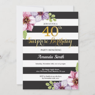 Invitation surprise pour 40 ans Anniversaire Femme