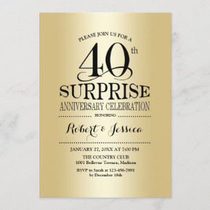 Invitation Surprise pour 40e anniversaire de mariage - Or