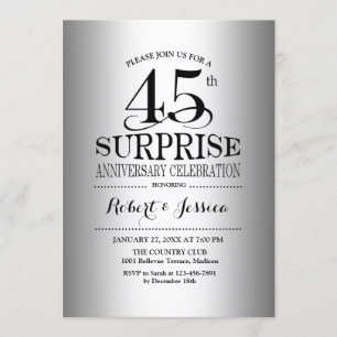 Invitation Surprise pour 45e anniversaire de mariage - Argent