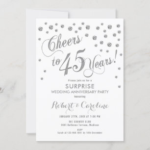 Invitation Surprise pour 45e anniversaire de mariage - Blanc 