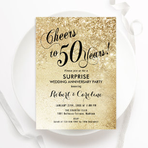 Invitation Surprise pour 50 ans de mariage - Or