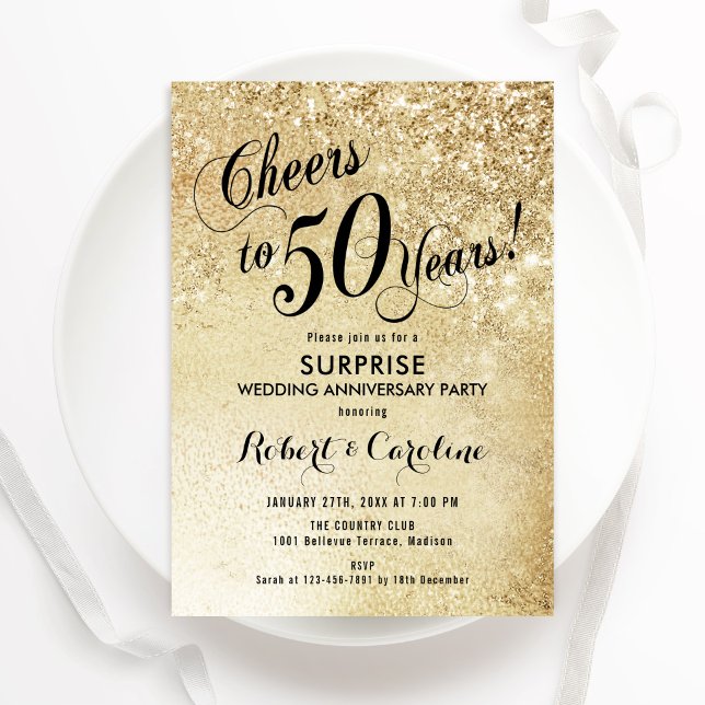 Invitation Surprise pour 50 ans de mariage - Or (Créateur téléchargé)