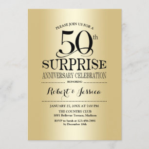 Invitation Surprise pour 50e anniversaire de mariage - Or
