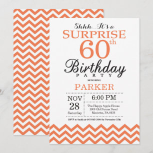 Invitation surprise pour 60 ans à chevron corail