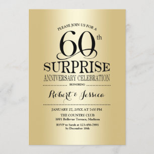 Invitation Surprise pour 60 ans de mariage - Or