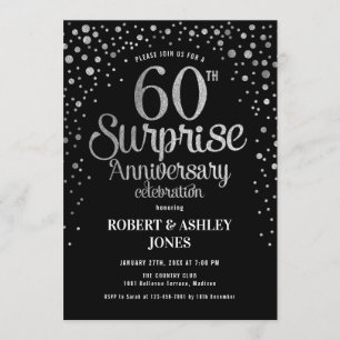 Invitation Surprise pour 60e anniversaire de mariage - Noir e
