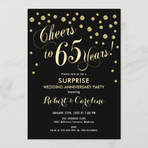 Invitation Surprise pour 65e anniversaire de mariage - Noir e