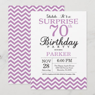 Invitation surprise pour 70 ans avec Chevron Viole