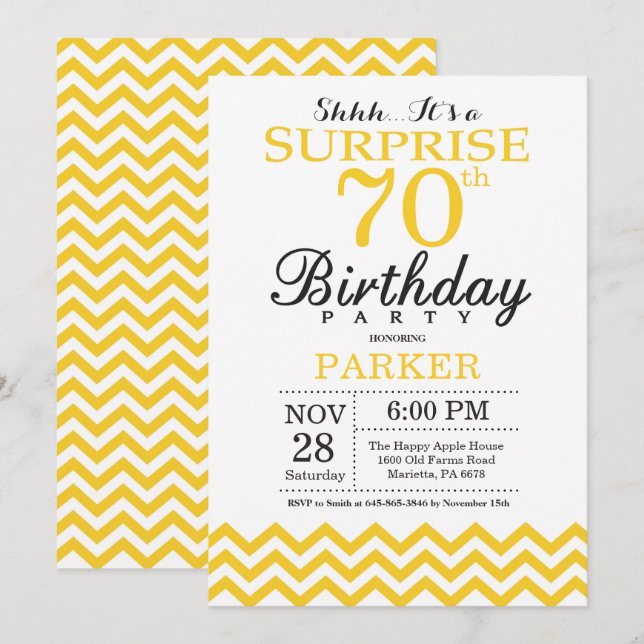 Invitation surprise pour 70e anniversaire Chevron  (Devant / Derrière)