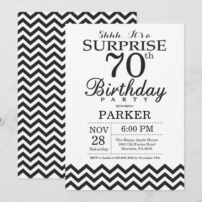 Invitation surprise pour 70e anniversaire Chevron  (Devant / Derrière)