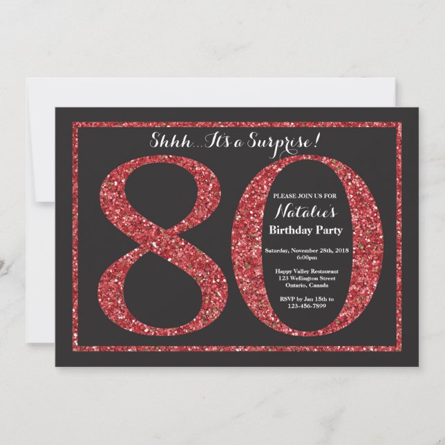 Invitation surprise pour 80e anniversaire Paillett (Devant)