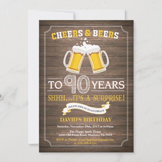 Invitation surprise pour 90 ans Rustic Beer (Devant)