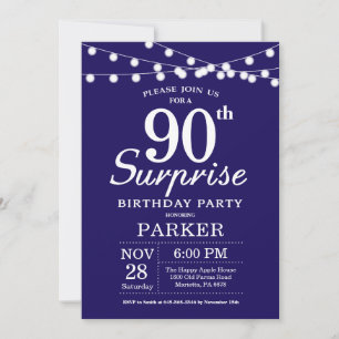 Invitation surprise pour 90e anniversaire Bleu mar