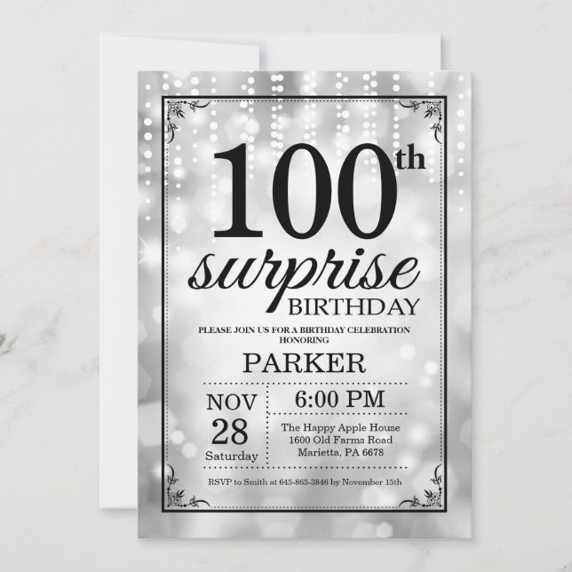 Invitation surprise pour 90e anniversaire paillett (Devant)