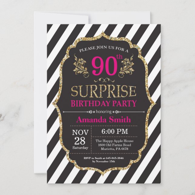 Invitation surprise pour 90e anniversaire Rose Noi (Devant)